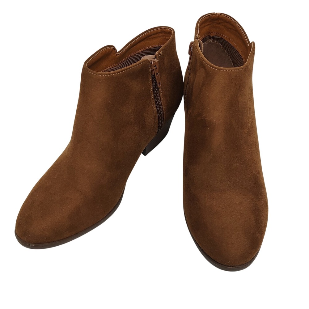 Soda Western Ankle Boot Cowgirl Low Heel Casual Bootie Cognac